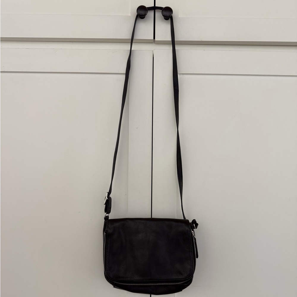 Classic Black Leather Crossbody Bag